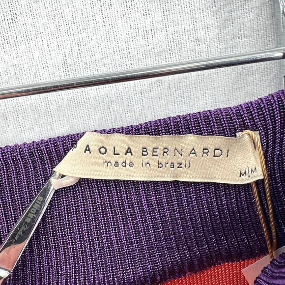 PAOLA BERNARDI Renata Mini Skirt Womens Pink Purple Colorblock Stretch Knit NEW - Picture 7 of 16